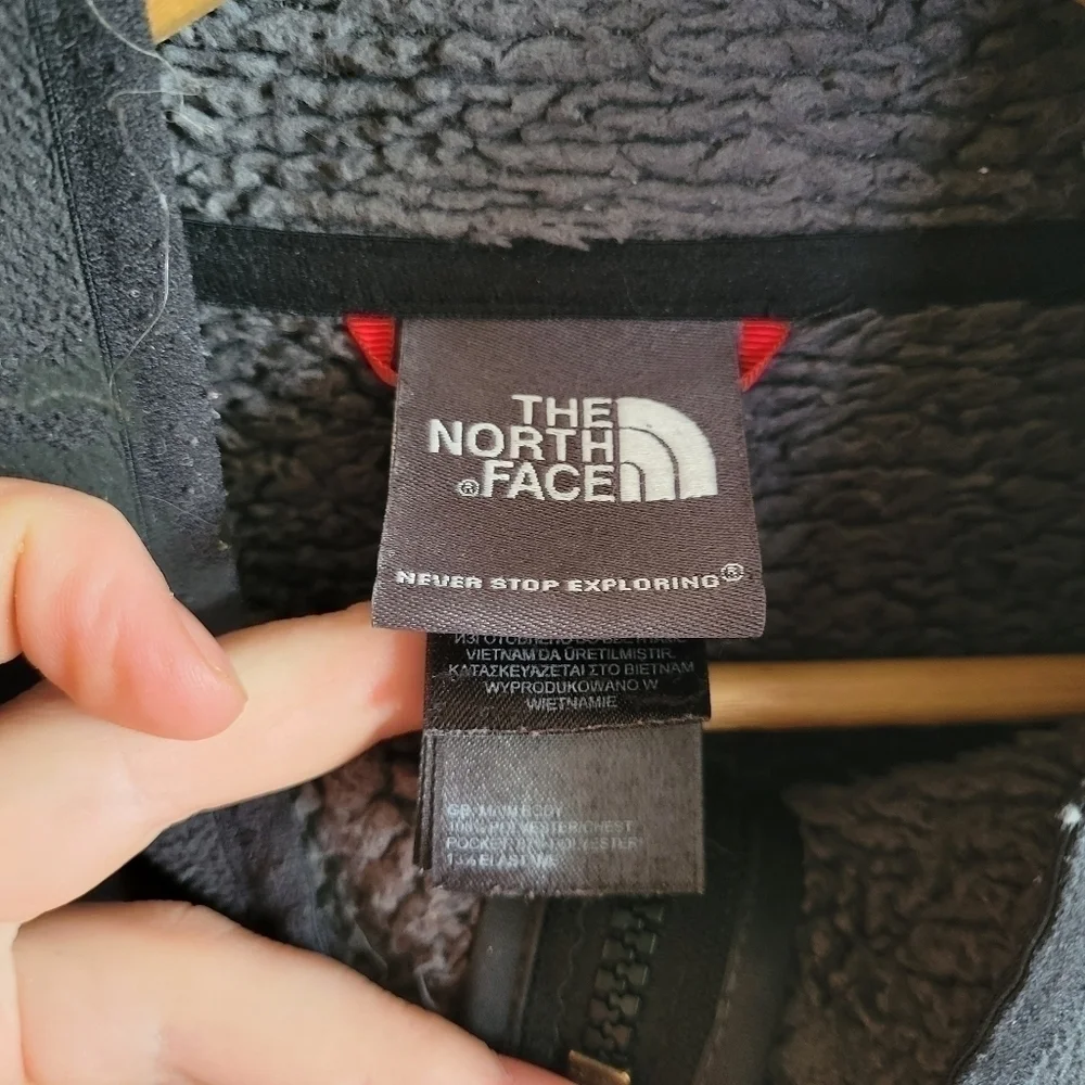 The North Face Jacket Full Zip Black Gray Sherpa Lined Men's Medium